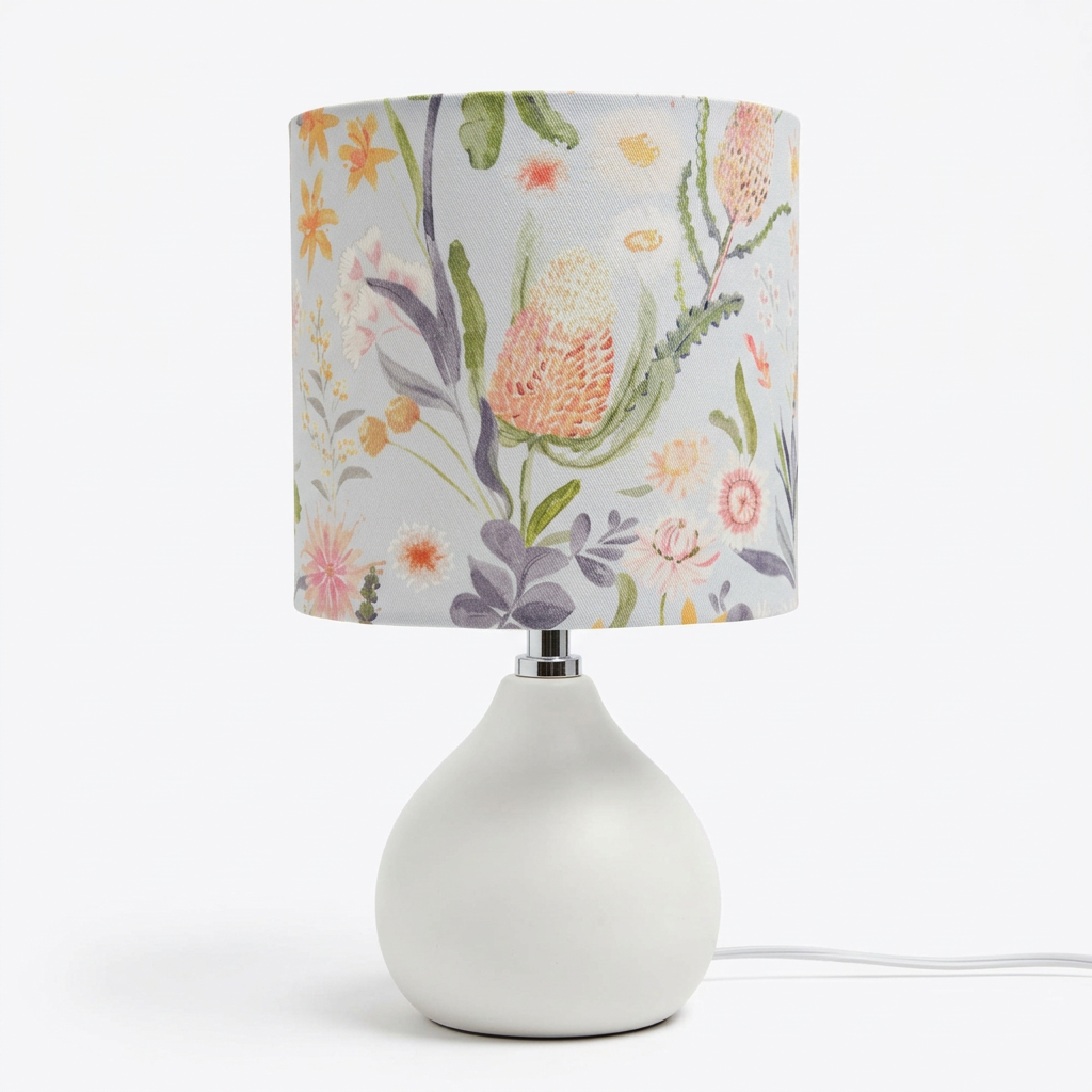 Pastel Bottle Brush Floral Small Table Lamp