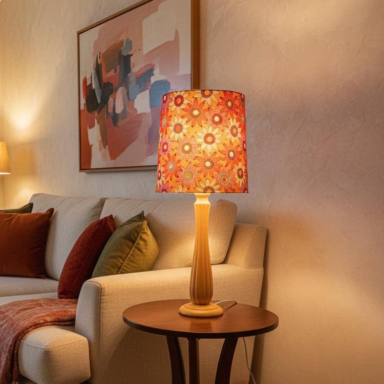 Autumn Daisies Timber Table Lamp
