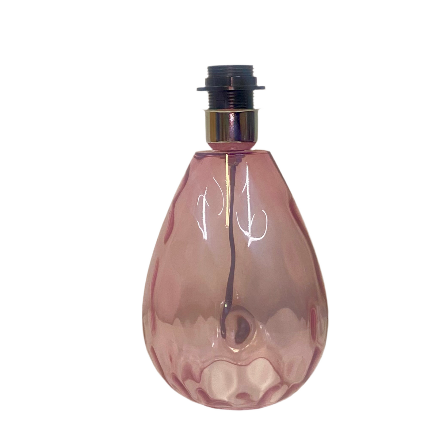 Blush Dimpled Glass Table Lamp with Pretty Natives Shade
