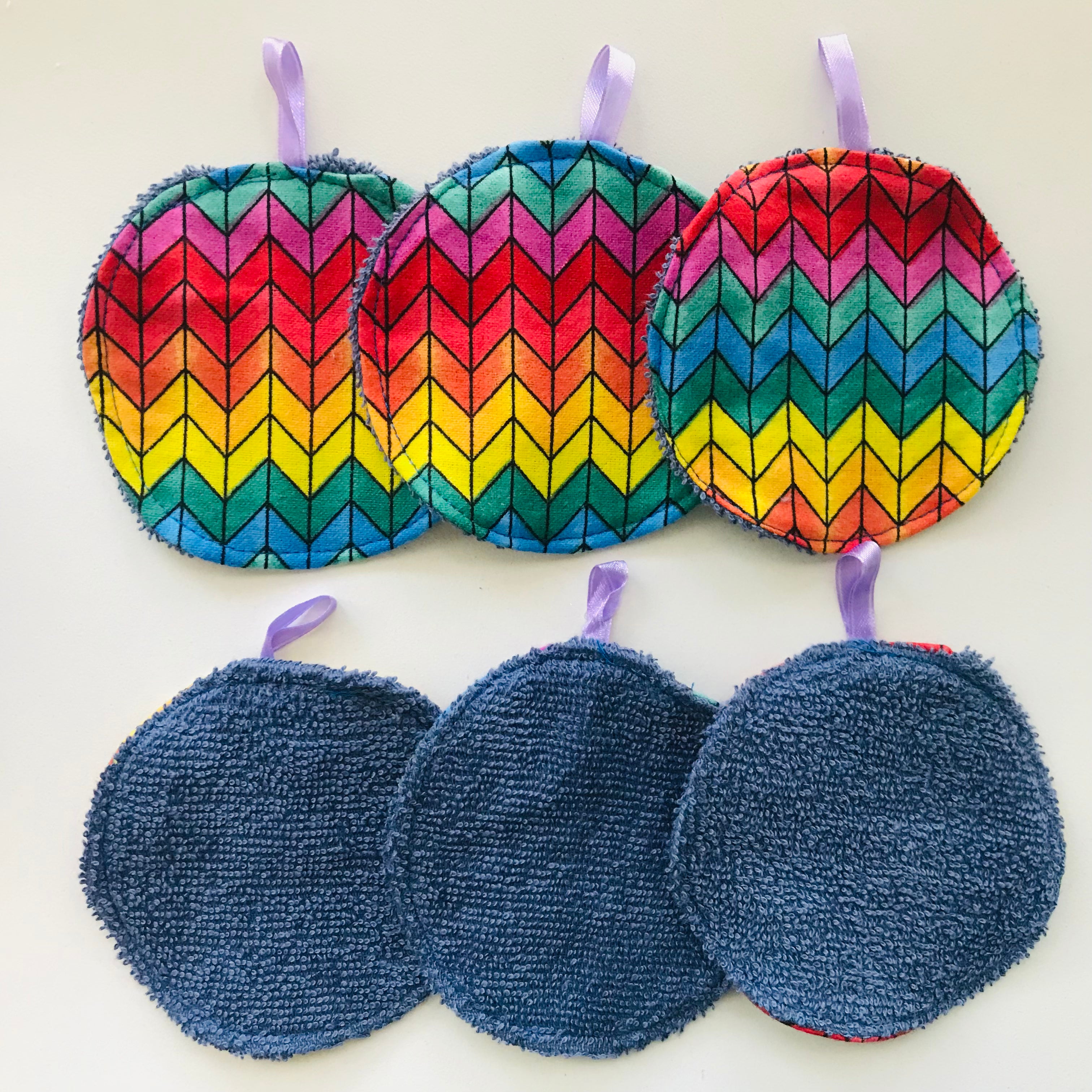 No Waste Reusable Make-up Remover Pads Wipes - flannel / towelling (set of 6)