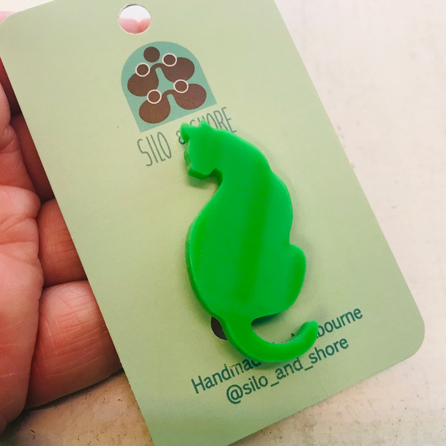 Art Deco Acrylic Brooch - Cats