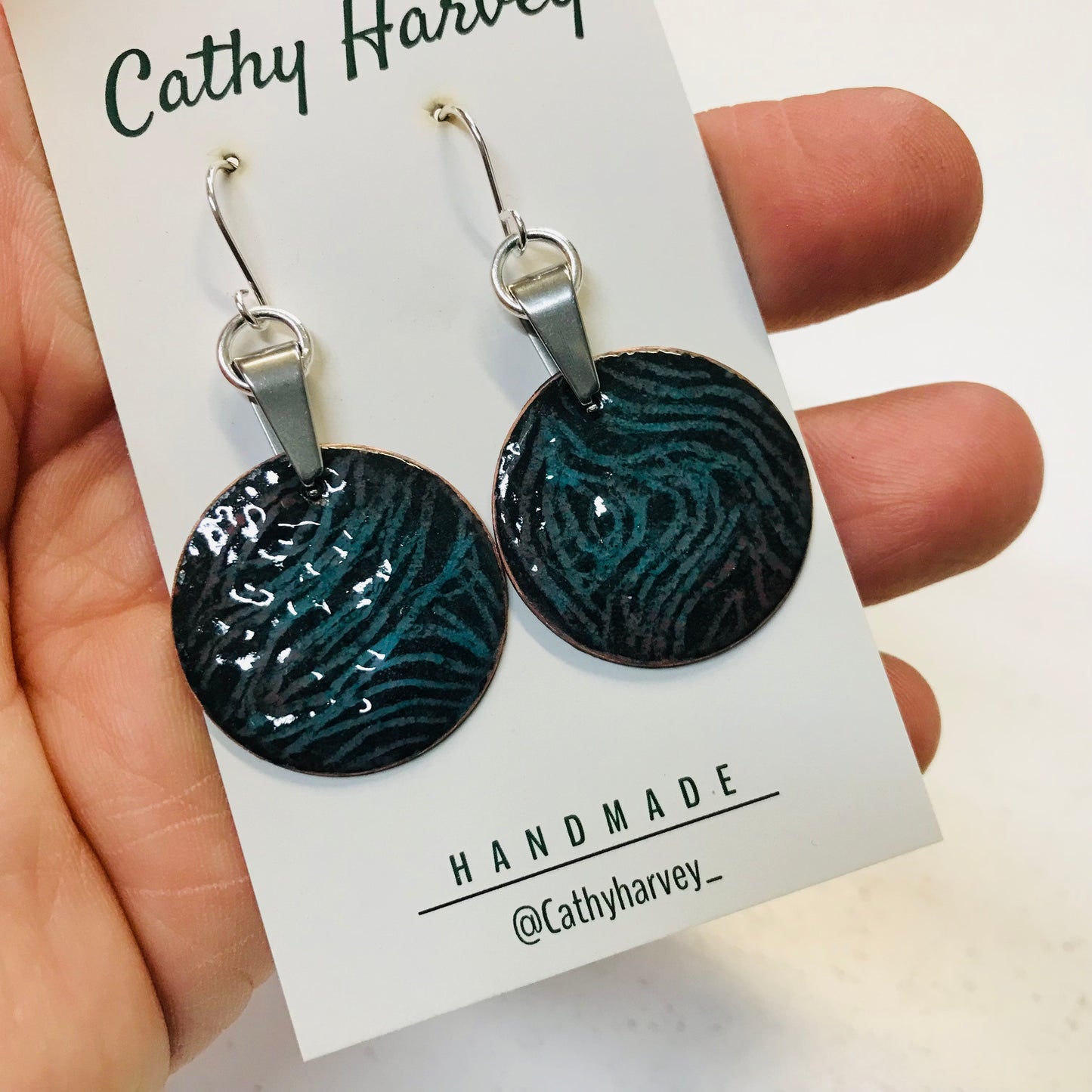 Handpainted Earrings -  Enamel on Copper