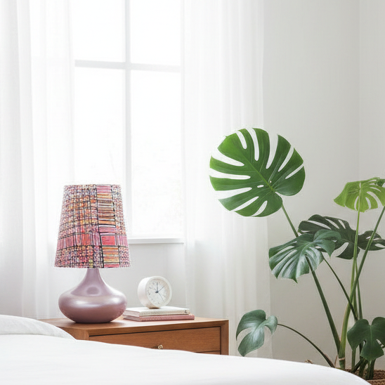 Bulb Squat Table Lamp with Warlu Square Water Dreaming Shade - PAIR AVAILABLE -