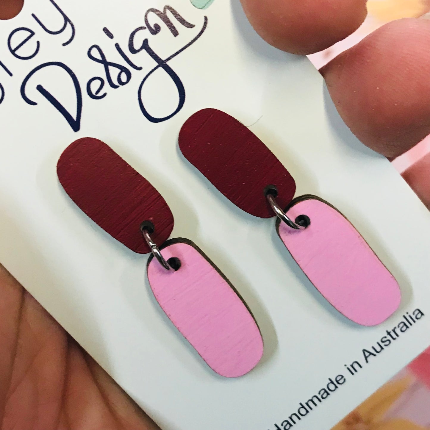 Two Piece Wood Drop Statement Earrings