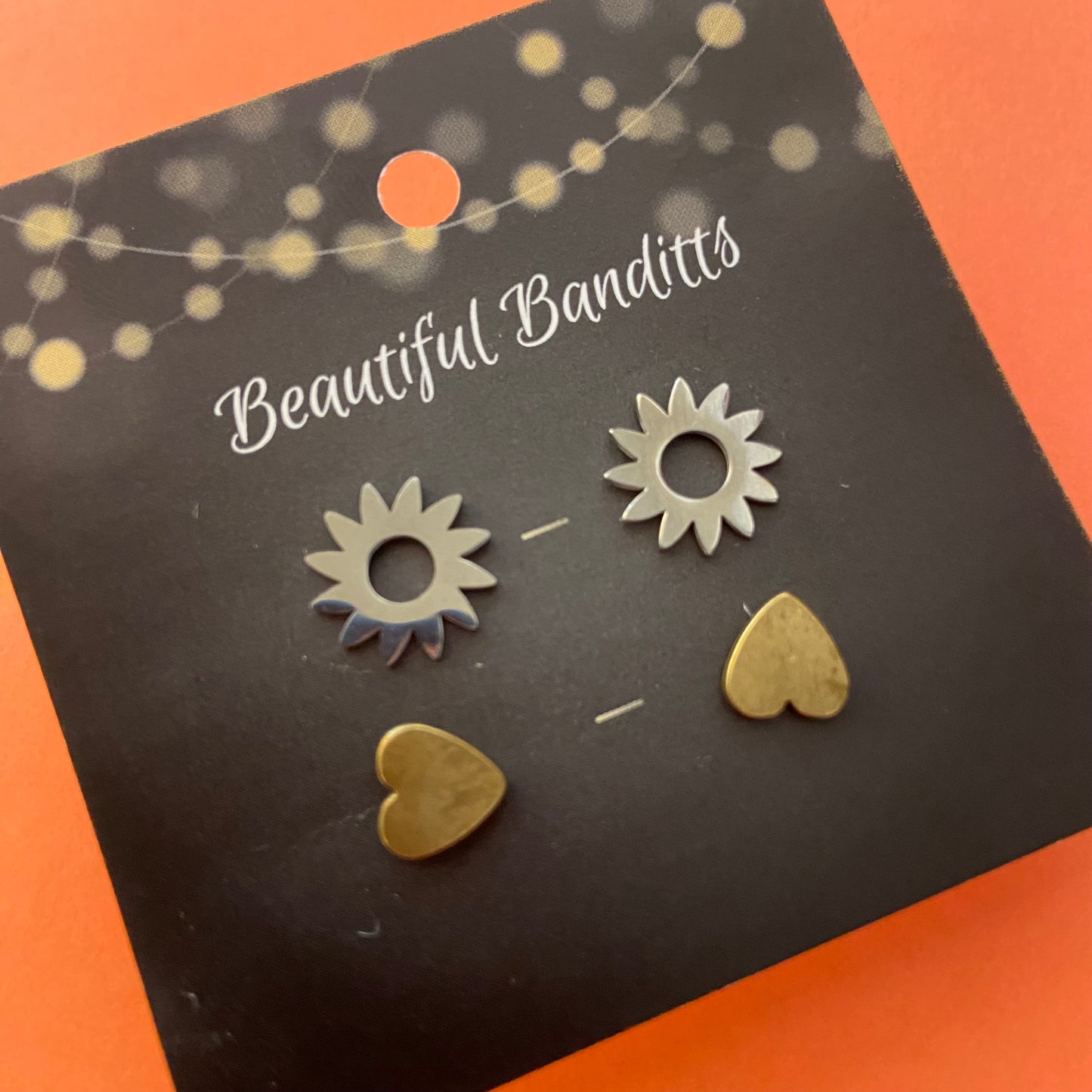 Mixed Metal Stud Earrings - Duo Set