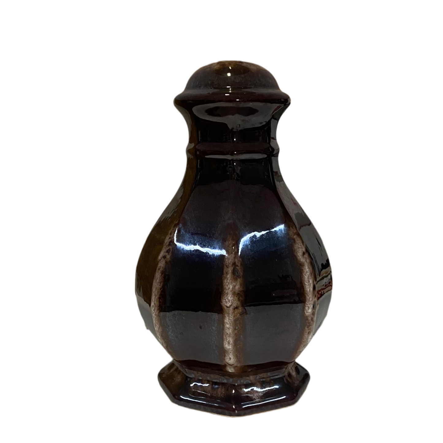 Chocolate Lava Mid Century Ceramic Table Lamp with Retro Flame Garden Shade