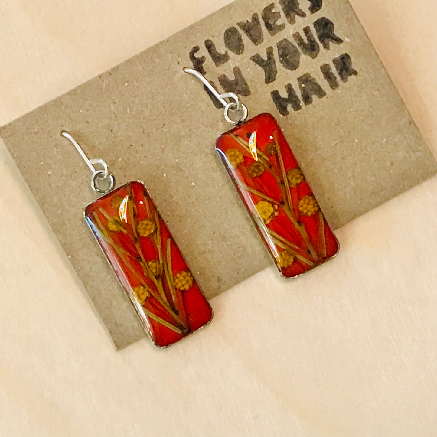 Australian flora Resin & Sterling Silver Earrings - large
