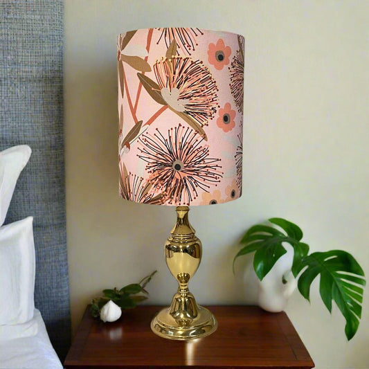 Brass Detailed Table Lamp with Blush Natives Shade