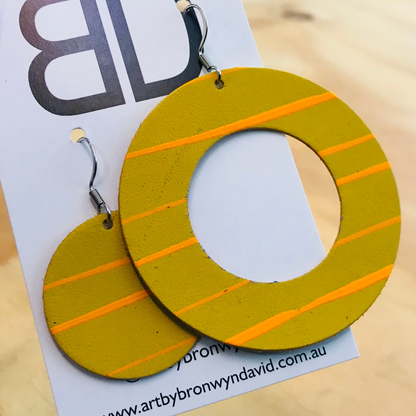 Hand painted leather bold statement earrings - The Decorative Sphere
