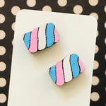 Novelty Studs Earrings - Graphic Wood