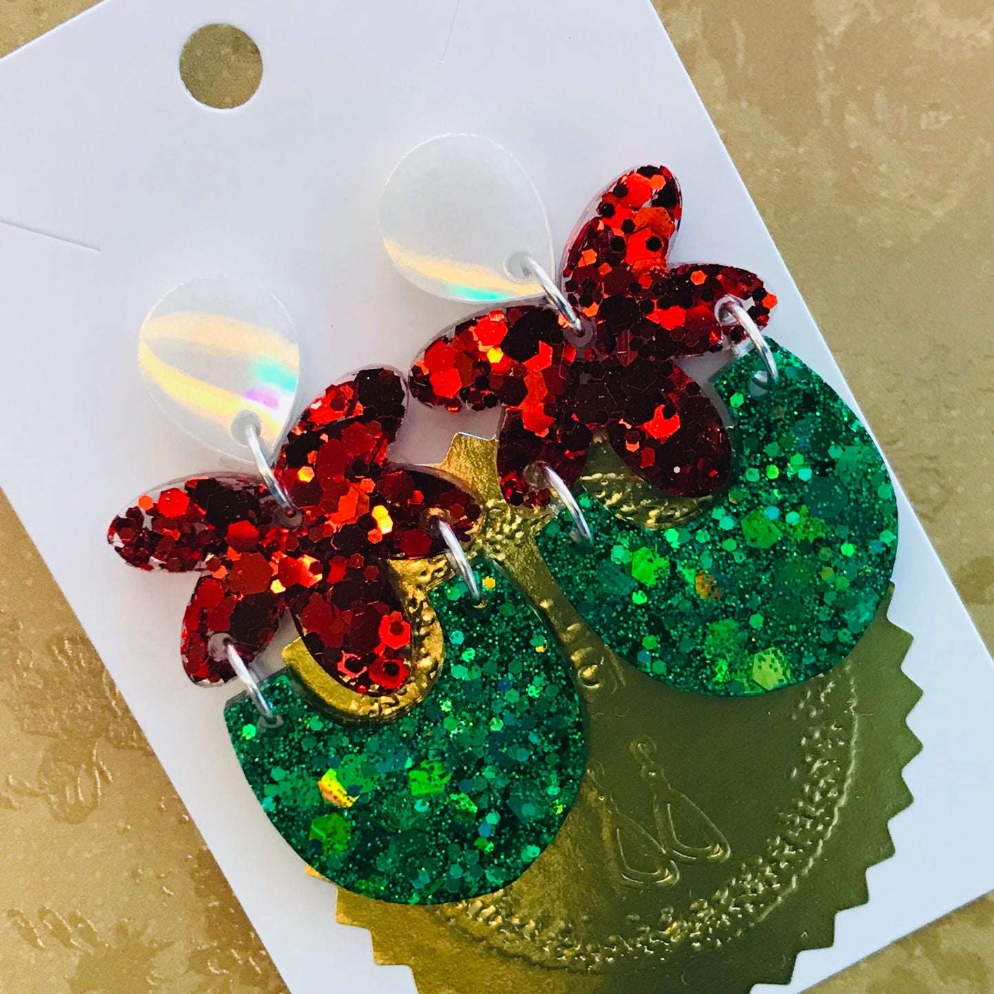 Novelty Resin Sparkle Christmas Dangle Earrings