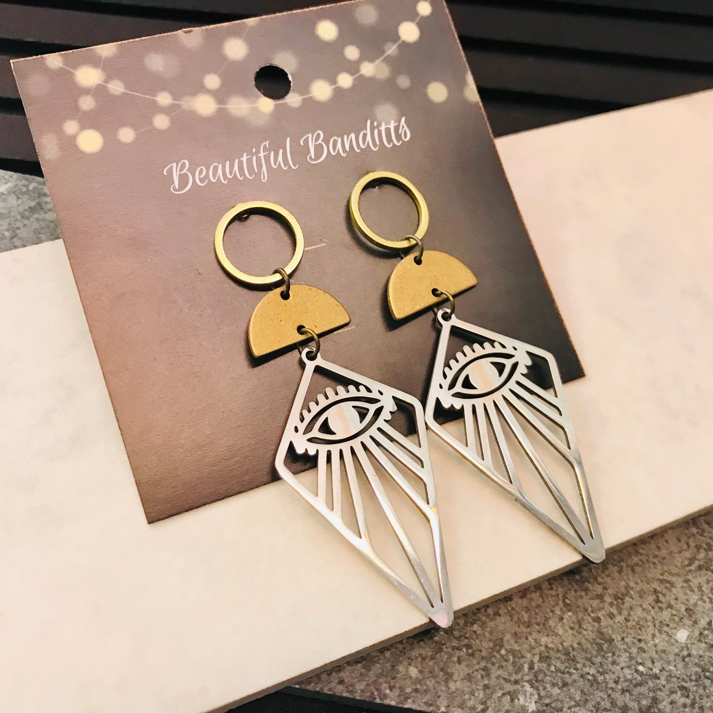 Mixed Metal and Resin Earrings - medium