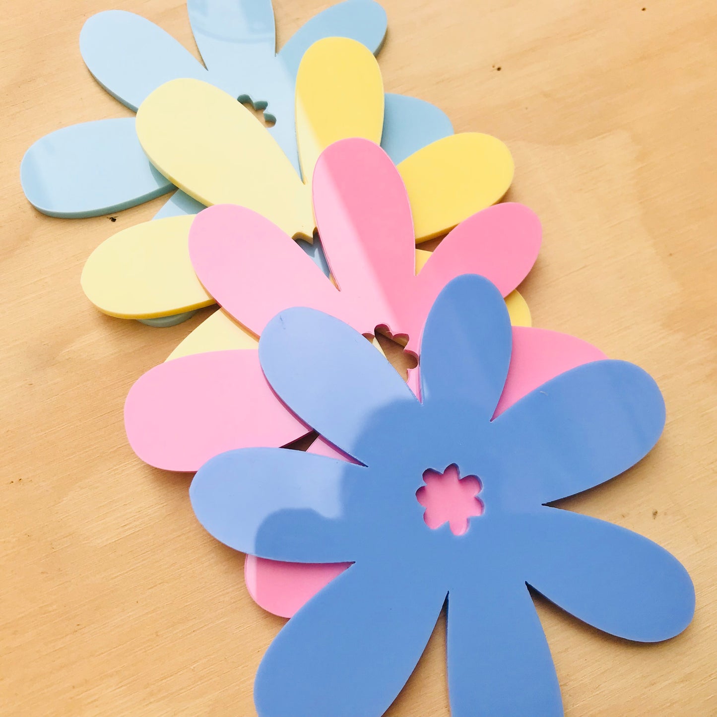 Flower Coasters  - cool pastel (set of 4)