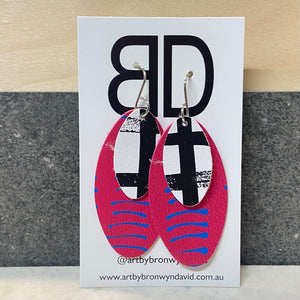 Hand painted leather earrings - The Orbi