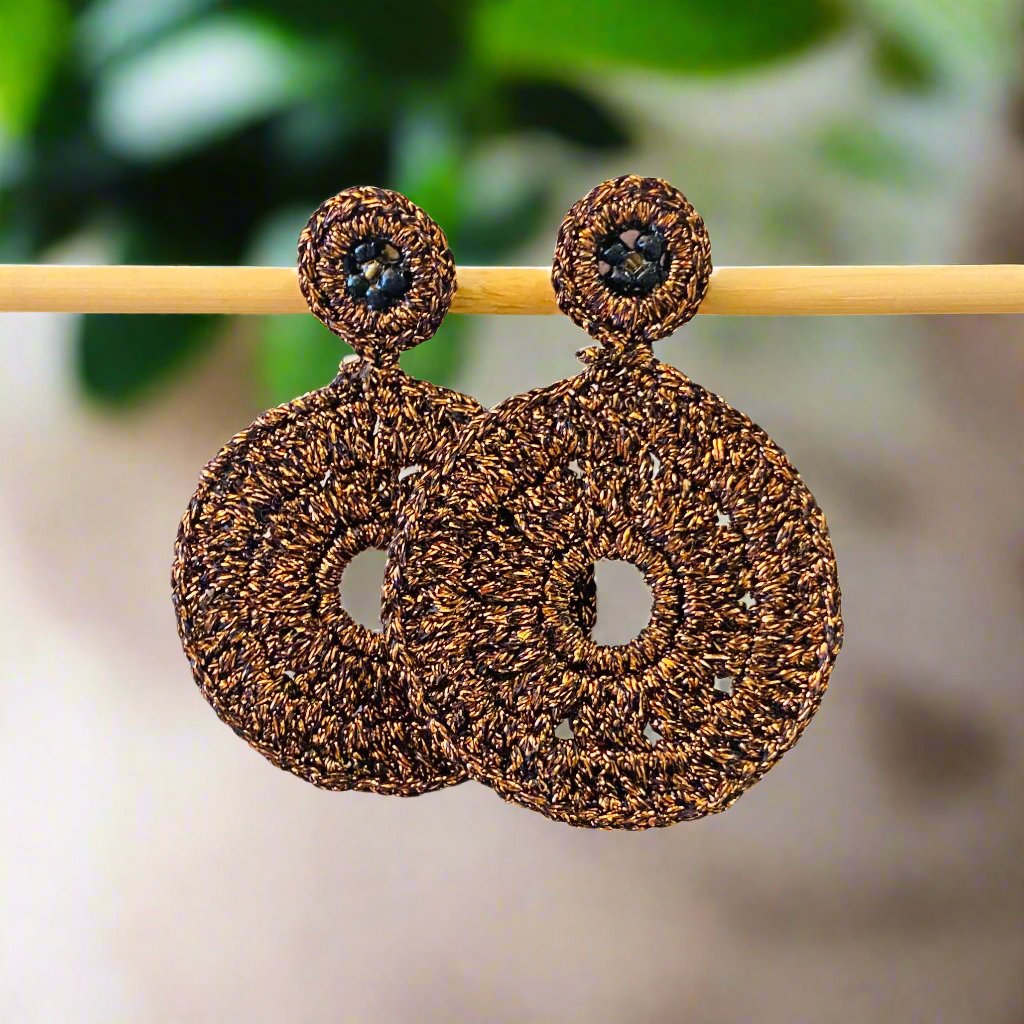 Handcrafted Crochet Earrings - Metallic Copper Range