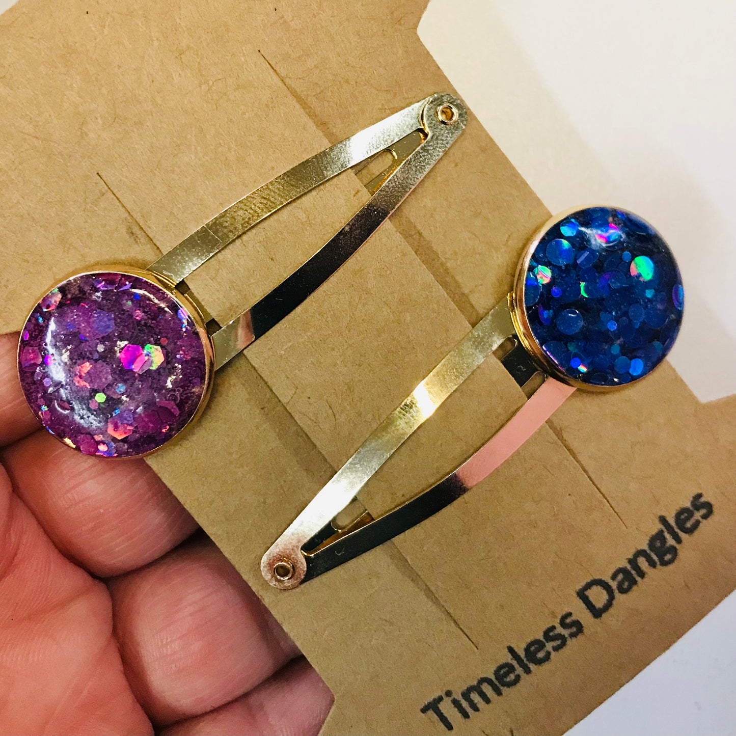 Resin Sparkle Hair Clips - Set of 2