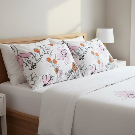 Pillow Case Set - Floral Line-art (set of 2)