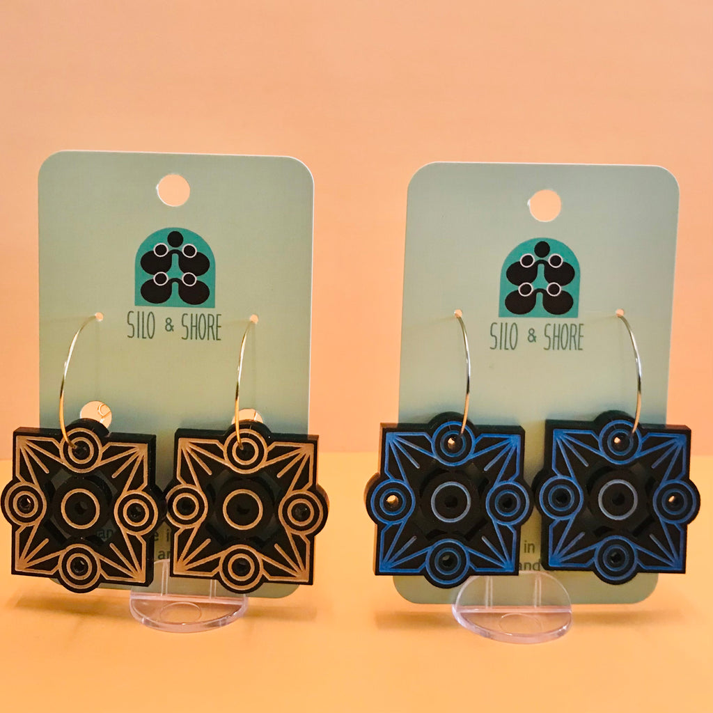 Art Deco Acrylic Earrings - Pointed Squares