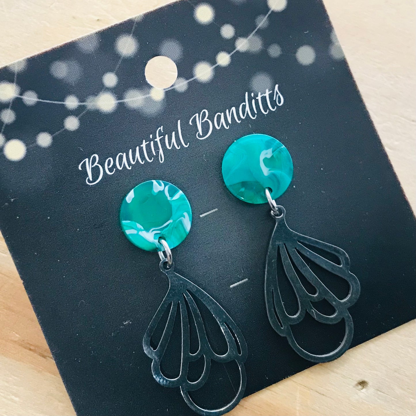 Mixed Metal and Resin Earrings - small