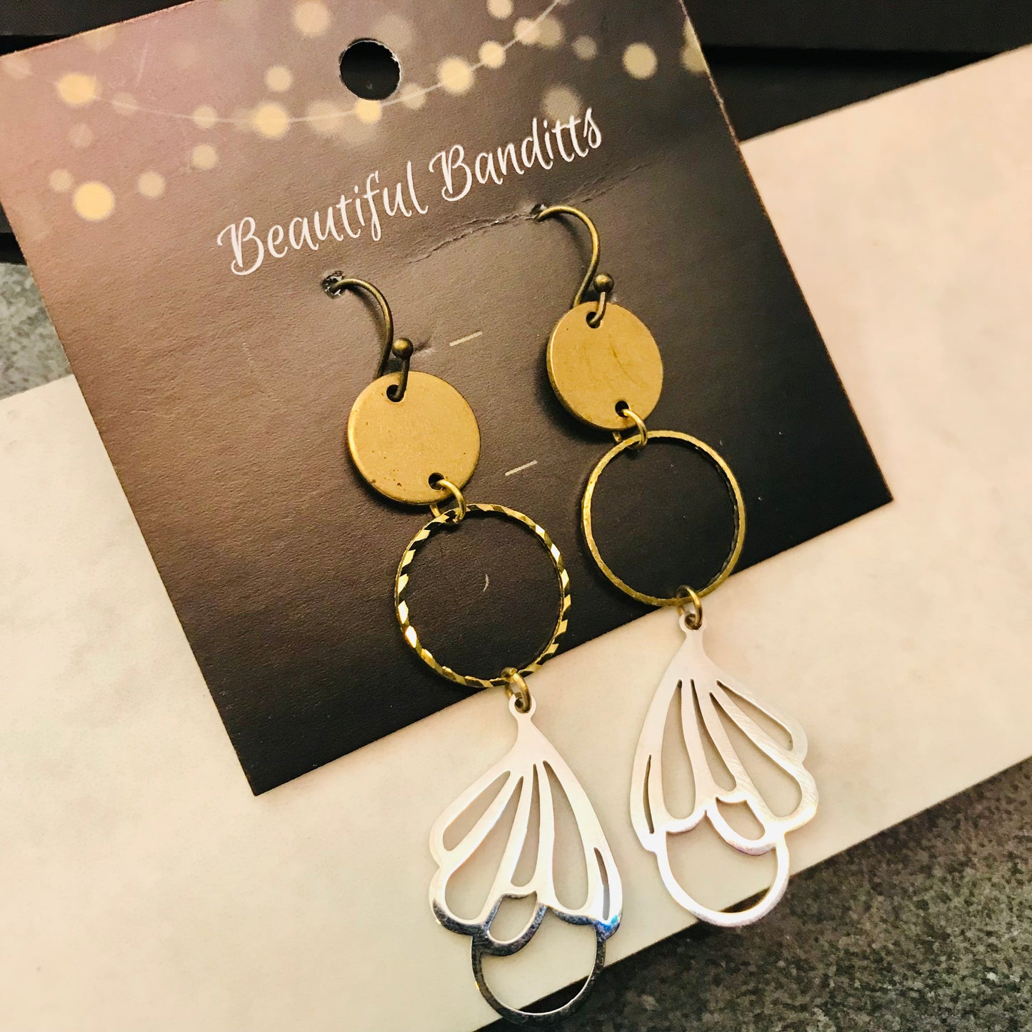 Mixed Metal and Resin Earrings - medium