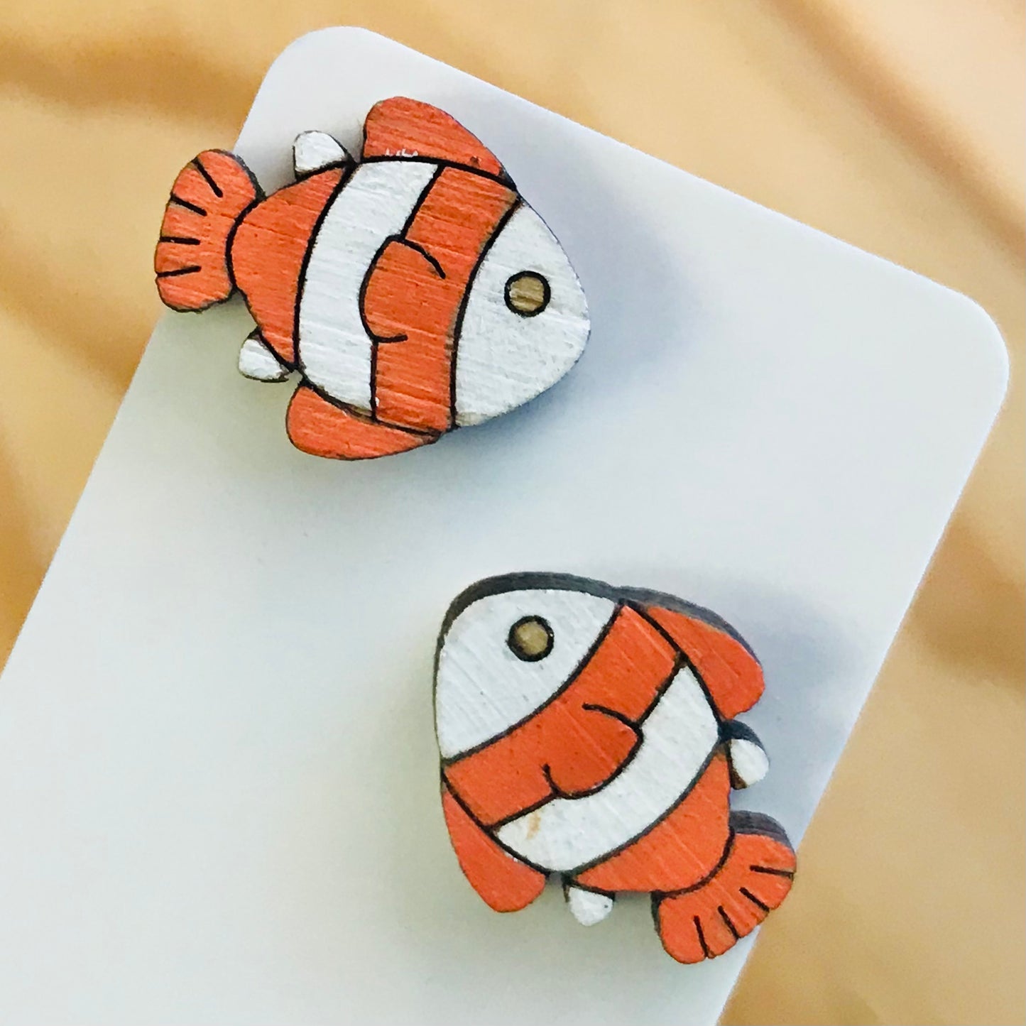 Novelty Studs Earrings - Graphic Wood