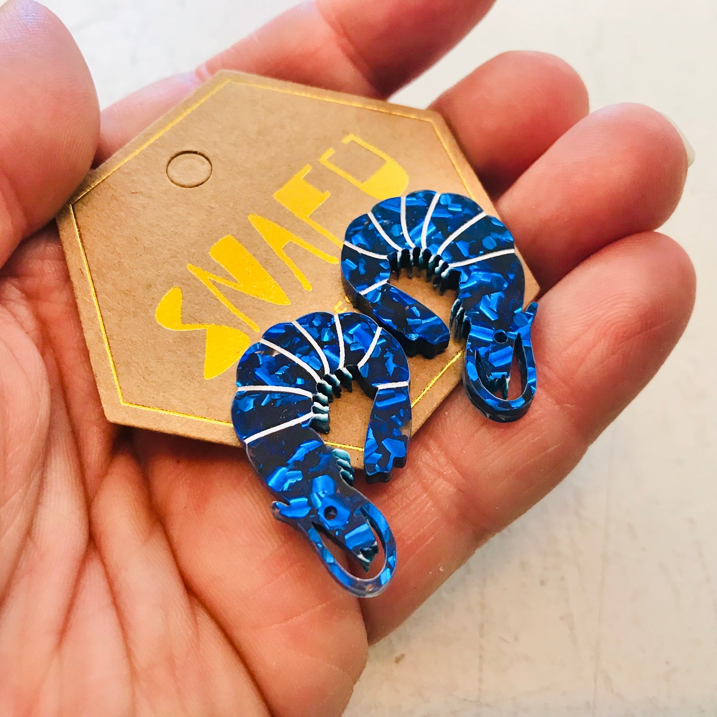 Prawn Dangly Stud Earrings