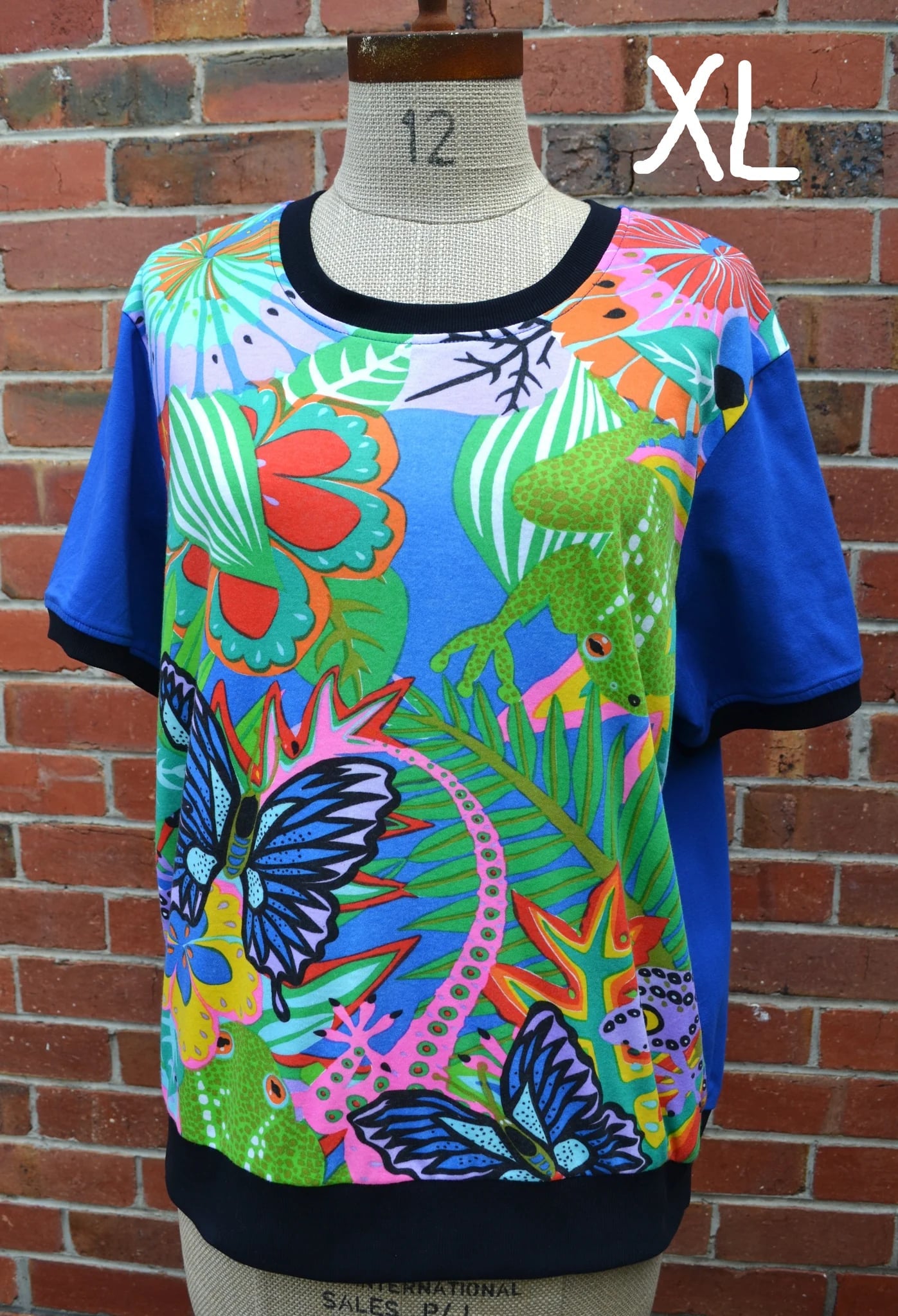 Women's Handmade Cotton Blend Tee - Paradise Retro