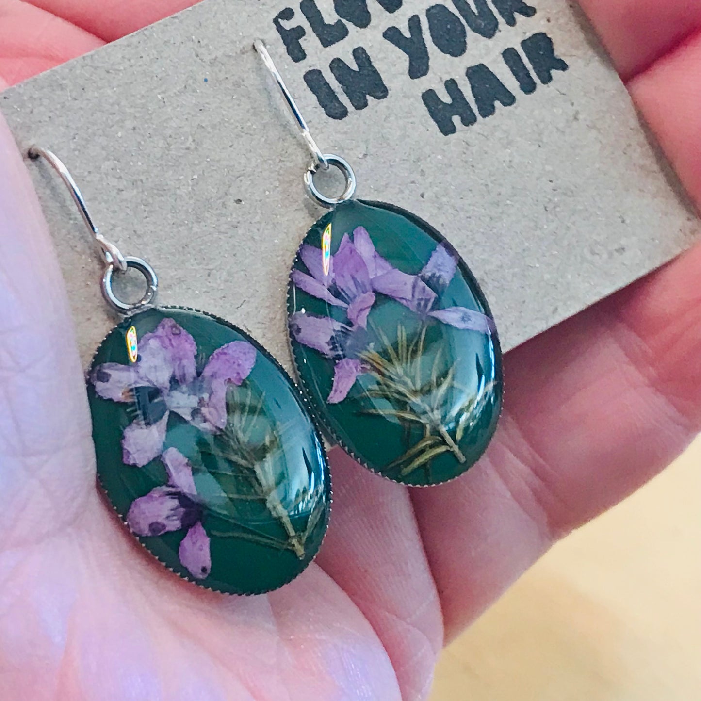 Australian flora Resin & Sterling Silver Earrings - large