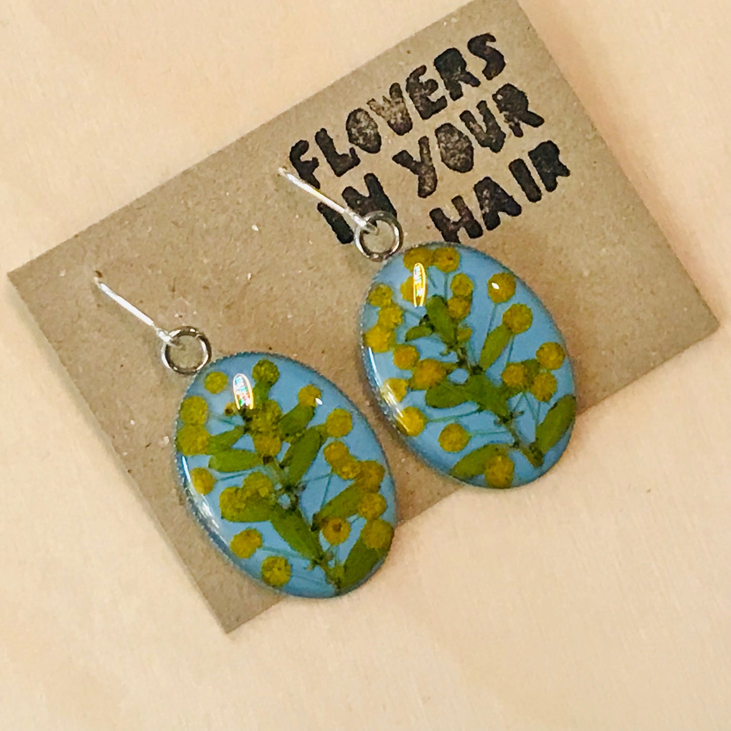 Australian flora Resin & Sterling Silver Earrings - large