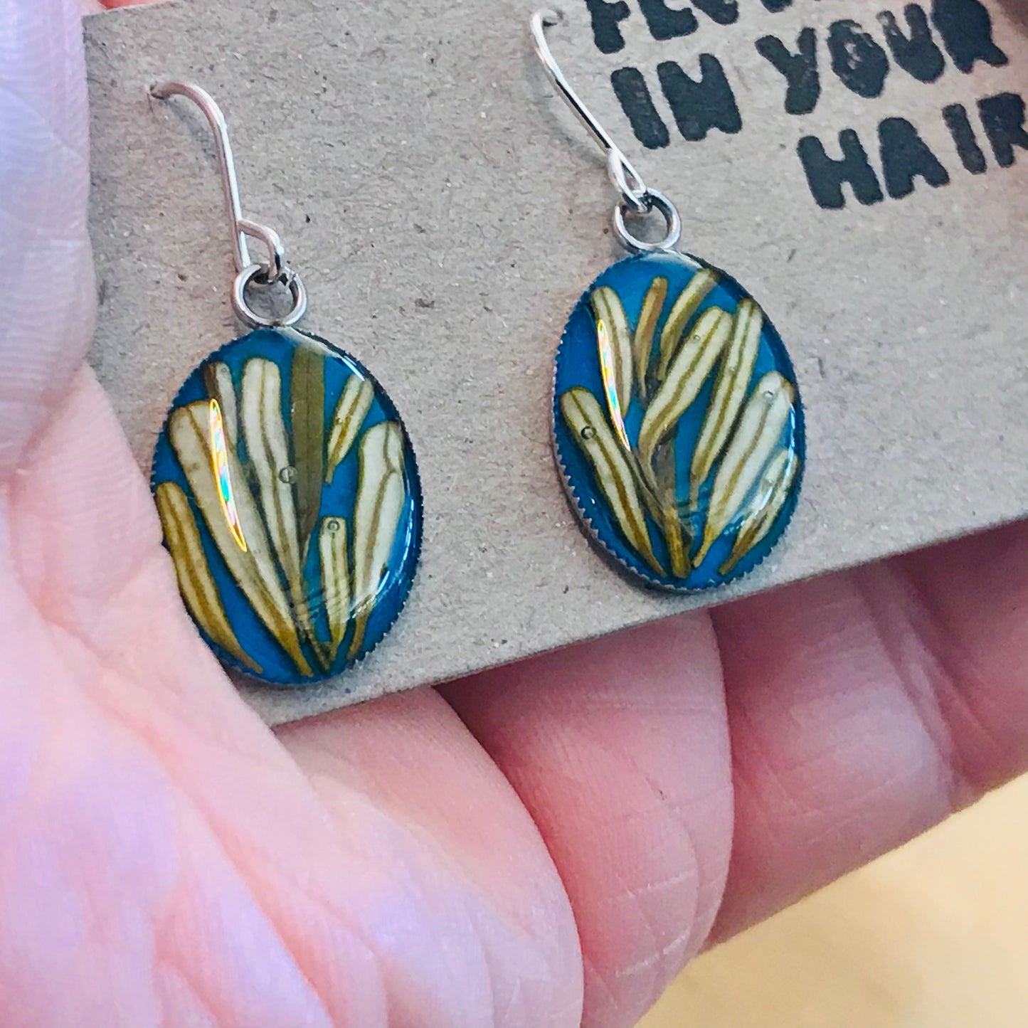 Australian flora Resin & Sterling Silver Earrings - medium