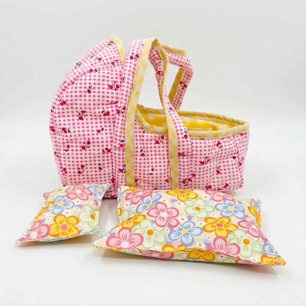 Cloth Carrier Dolls Basket Set with Blanket and Pillow