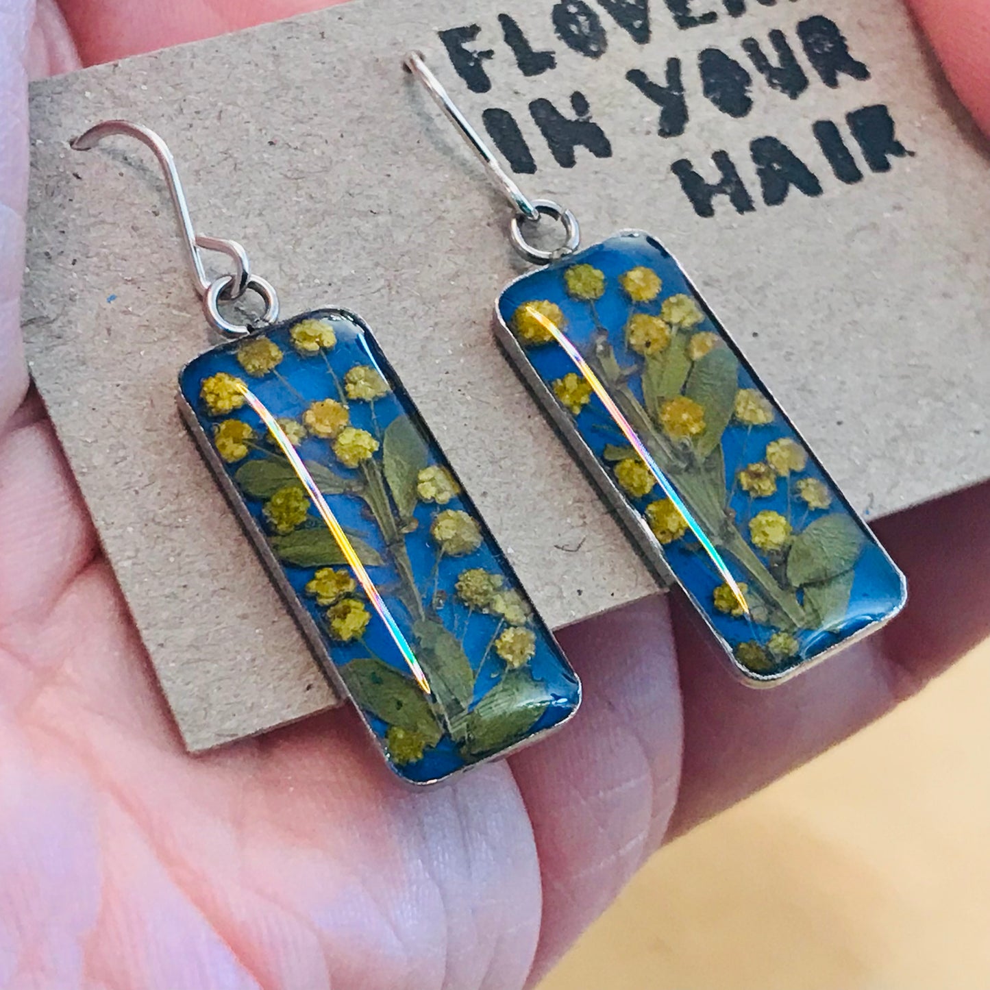 Australian flora Resin & Sterling Silver Earrings - large