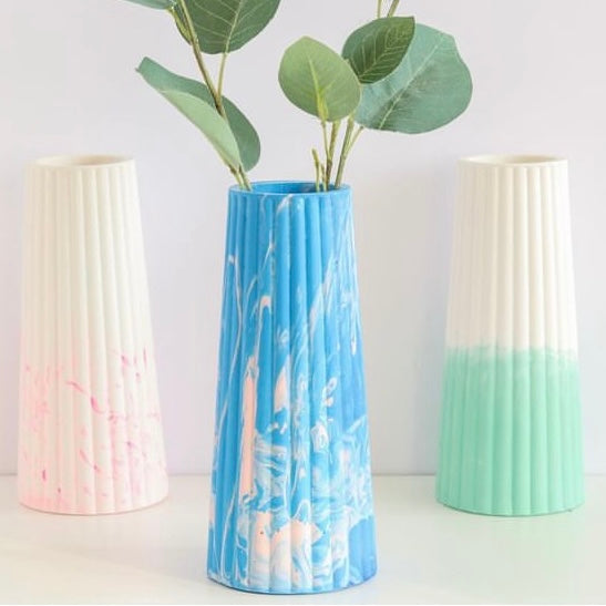 Eco Resin Tall Rippled Vase