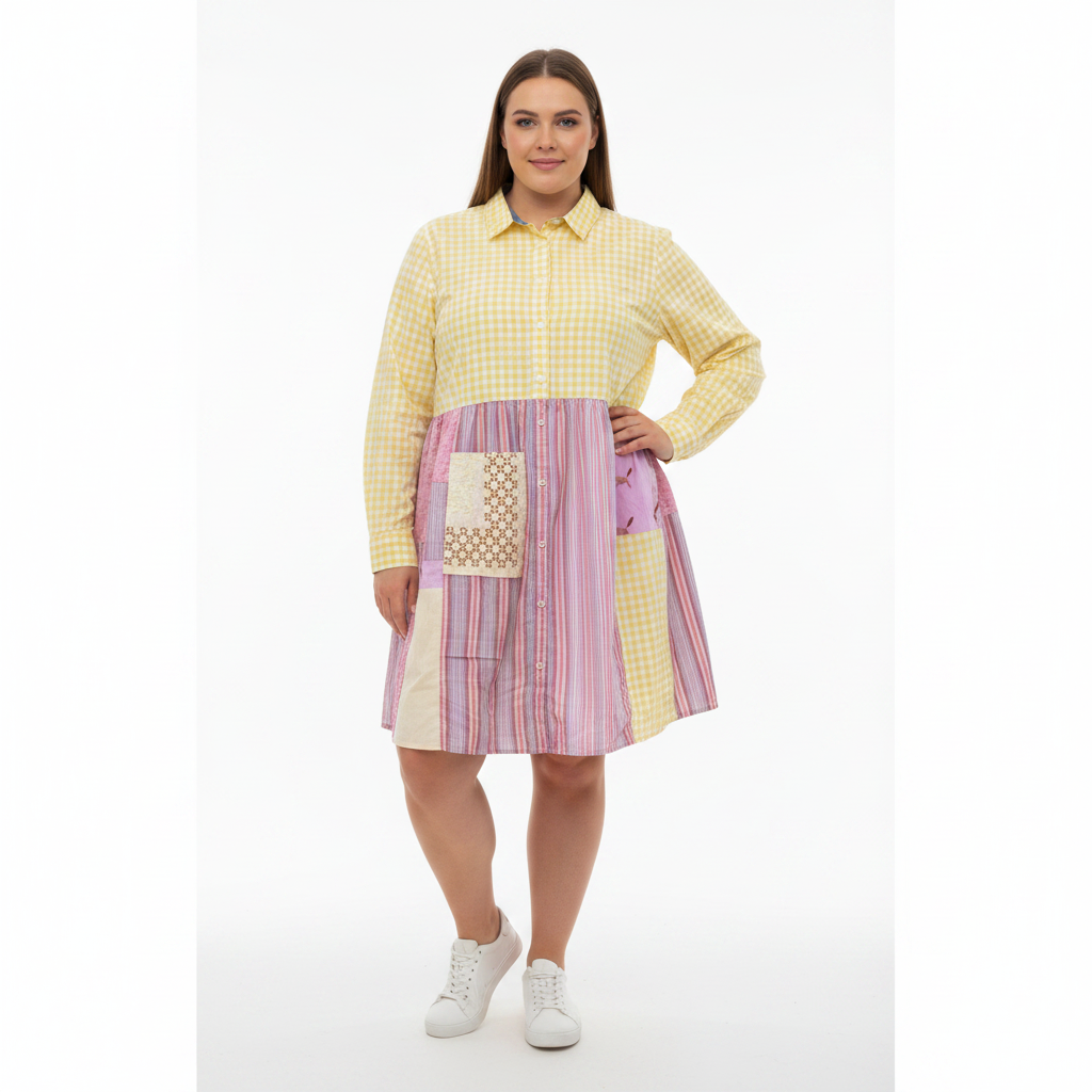 Scarecrow Dress - Yellow and Mauve