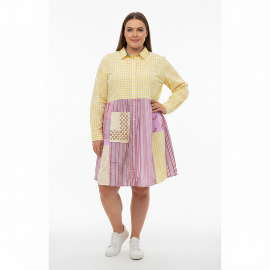 Scarecrow Dress - Yellow and Mauve