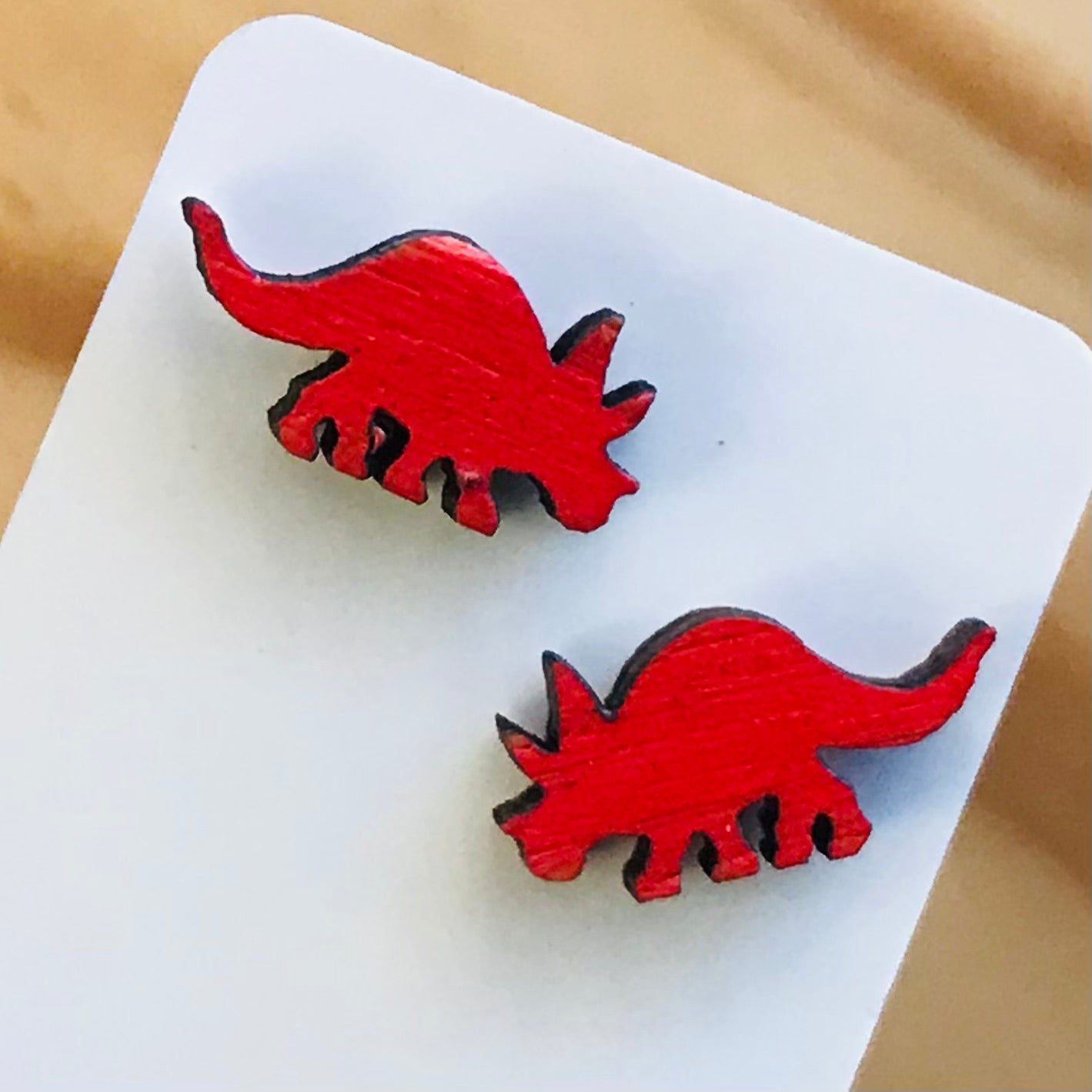 Novelty Studs Earrings - Graphic Wood