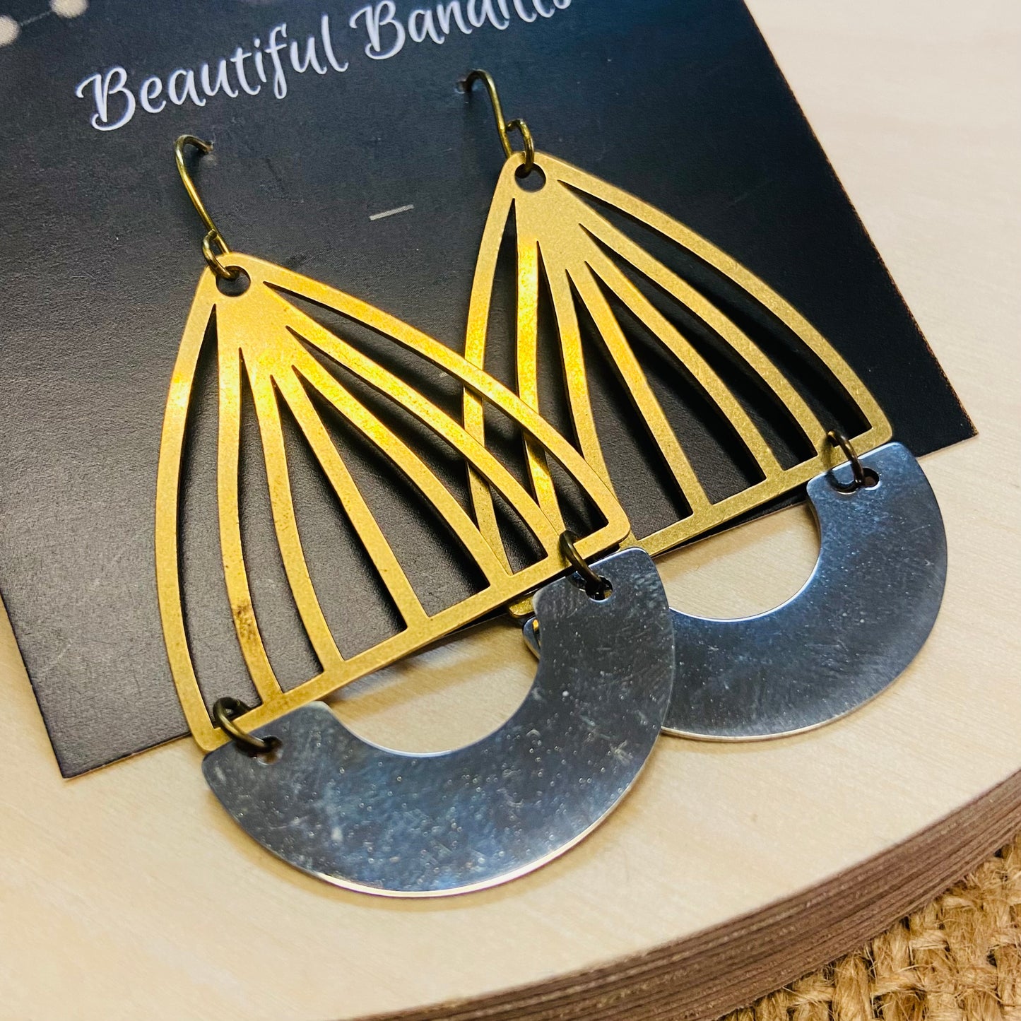 Mixed Metal and Resin Earrings - large