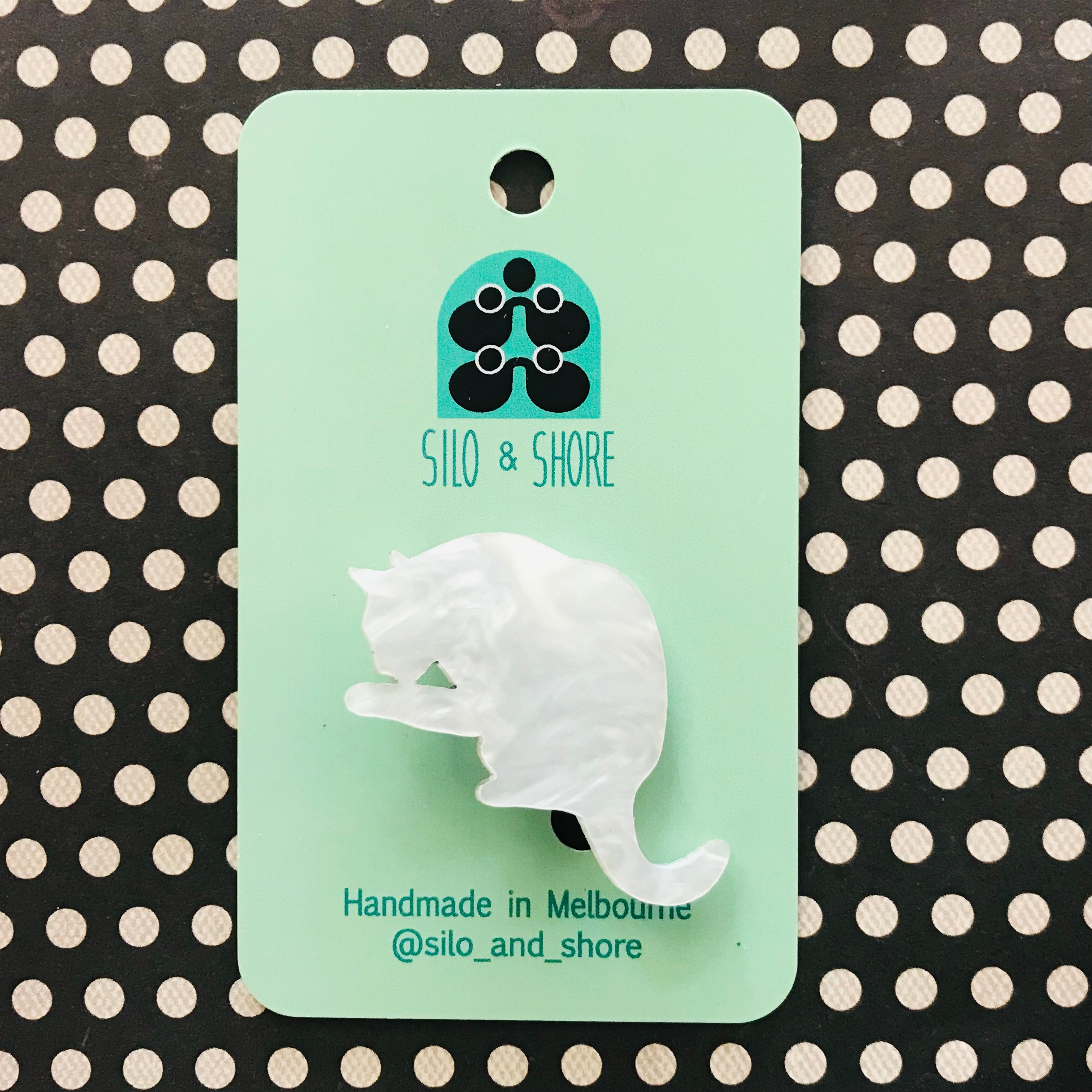 Art Deco Acrylic Brooch - Cats