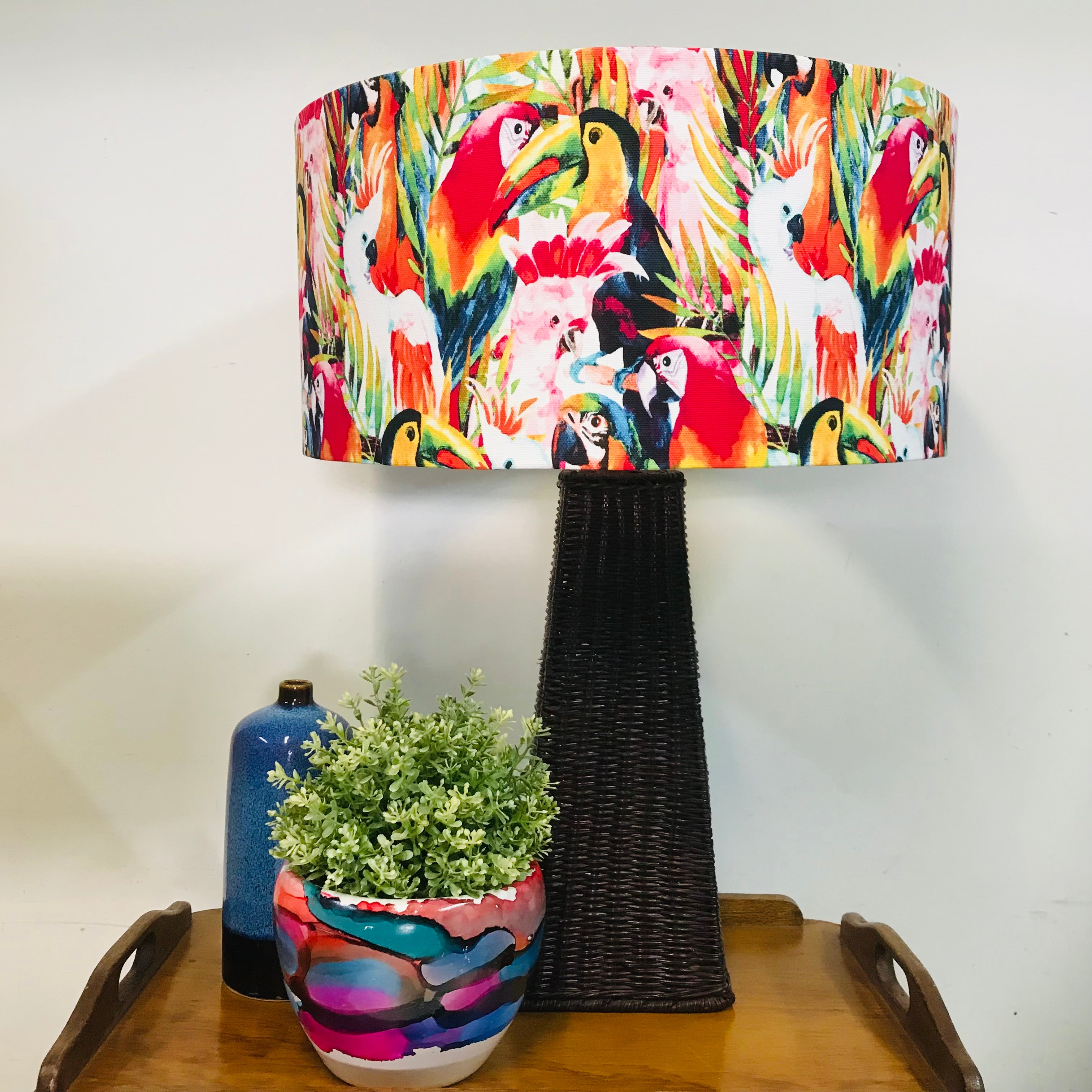 Custom Lamp Shade only - Rainbow  Bright Birds