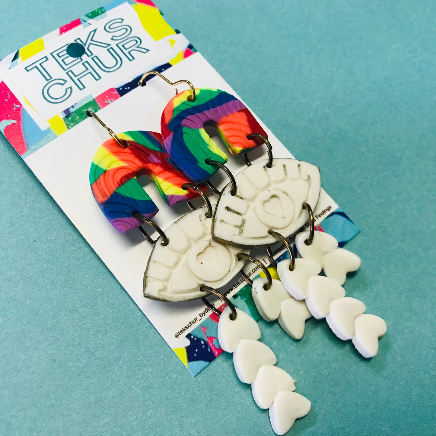 Polymer Clay Statement Earrings - Hearts