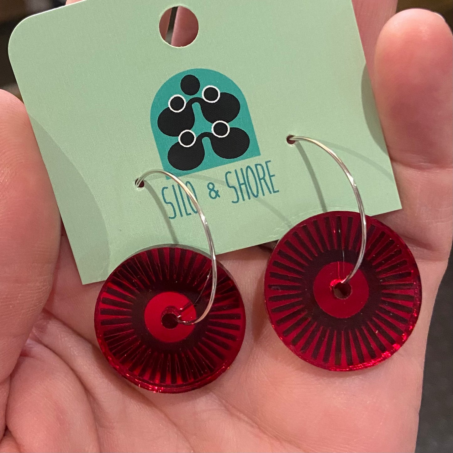 Art Deco Acrylic Earrings - Sunny Hoops