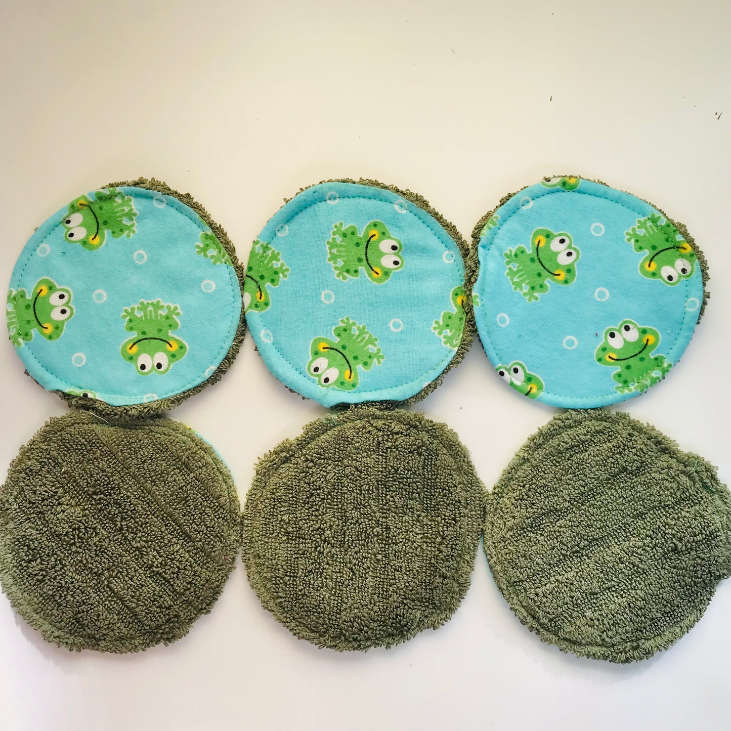 No Waste Reusable Make-up Remover Pads Wipes - flannel / towelling (set of 6)