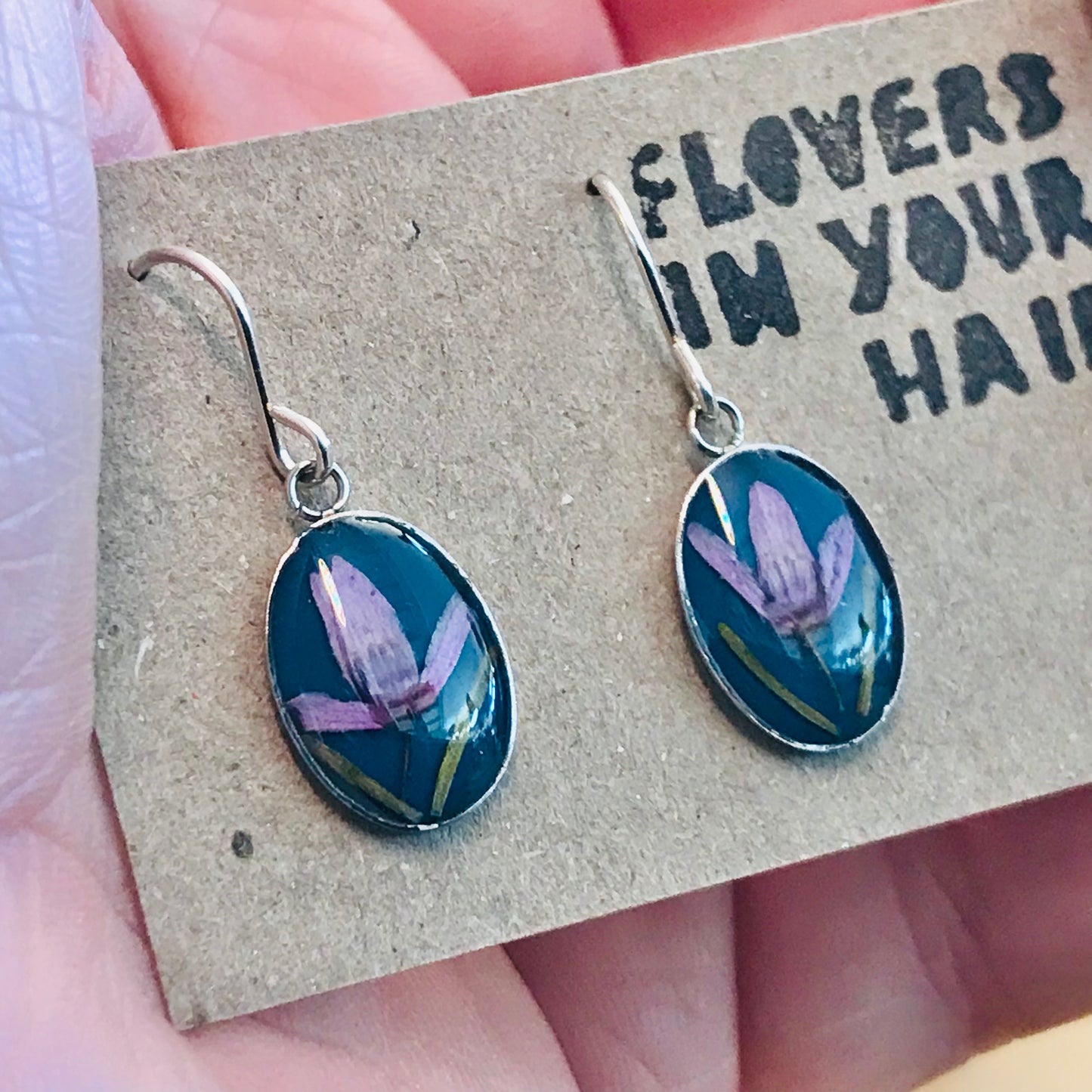 Australian flora Resin & Sterling Silver Earrings - small