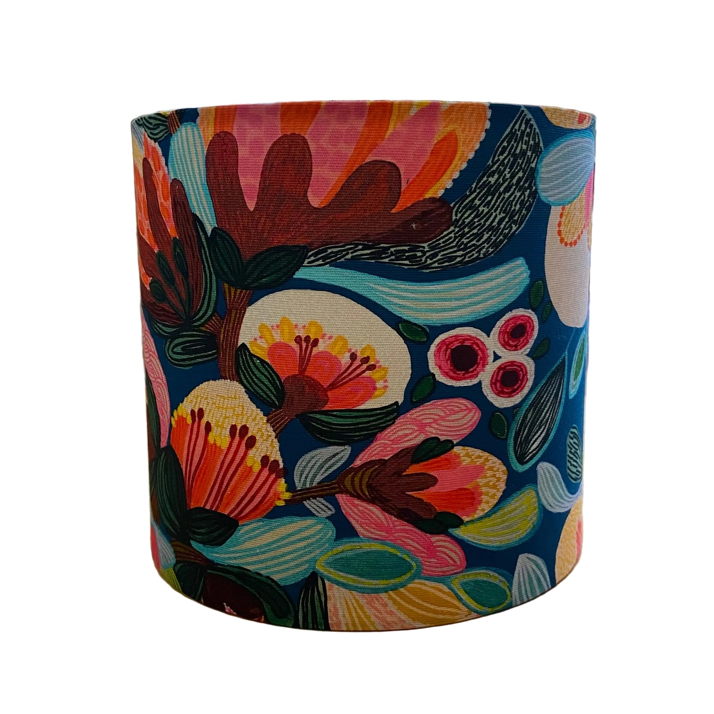 Black Ceramic Dimpled Table Lamp with Bright Floral Shade (pair available)