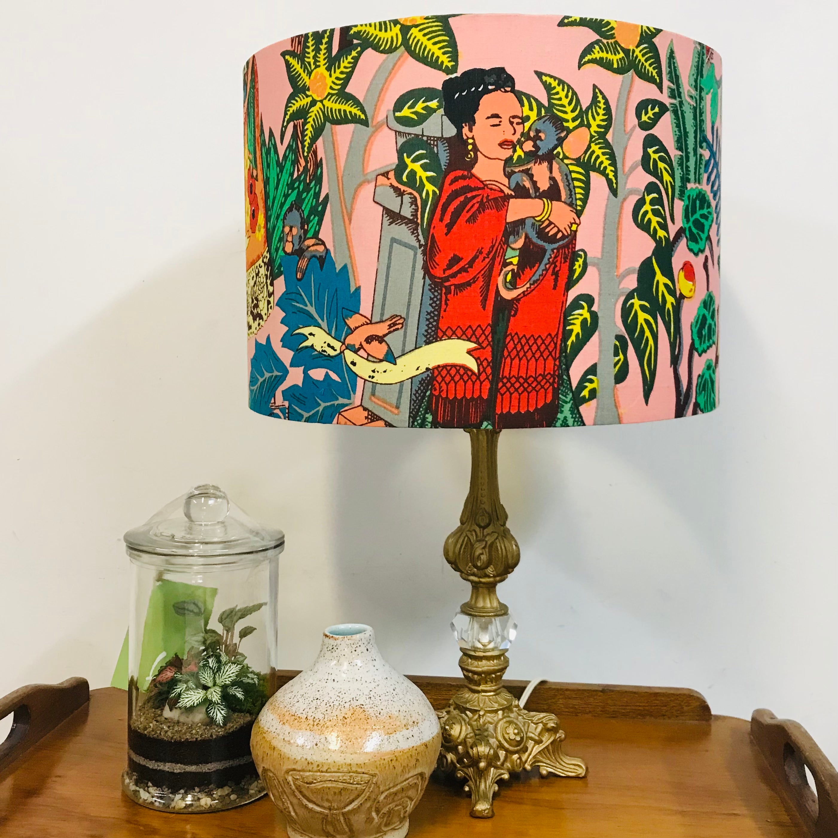 Custom Lamp Shade only - Frida Kahlo on Pink