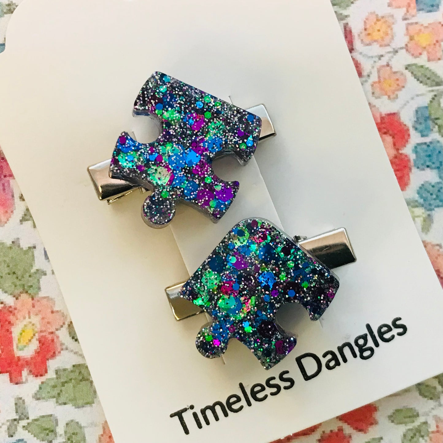 Resin Sparkle Hair Clips - Mini Set of 2