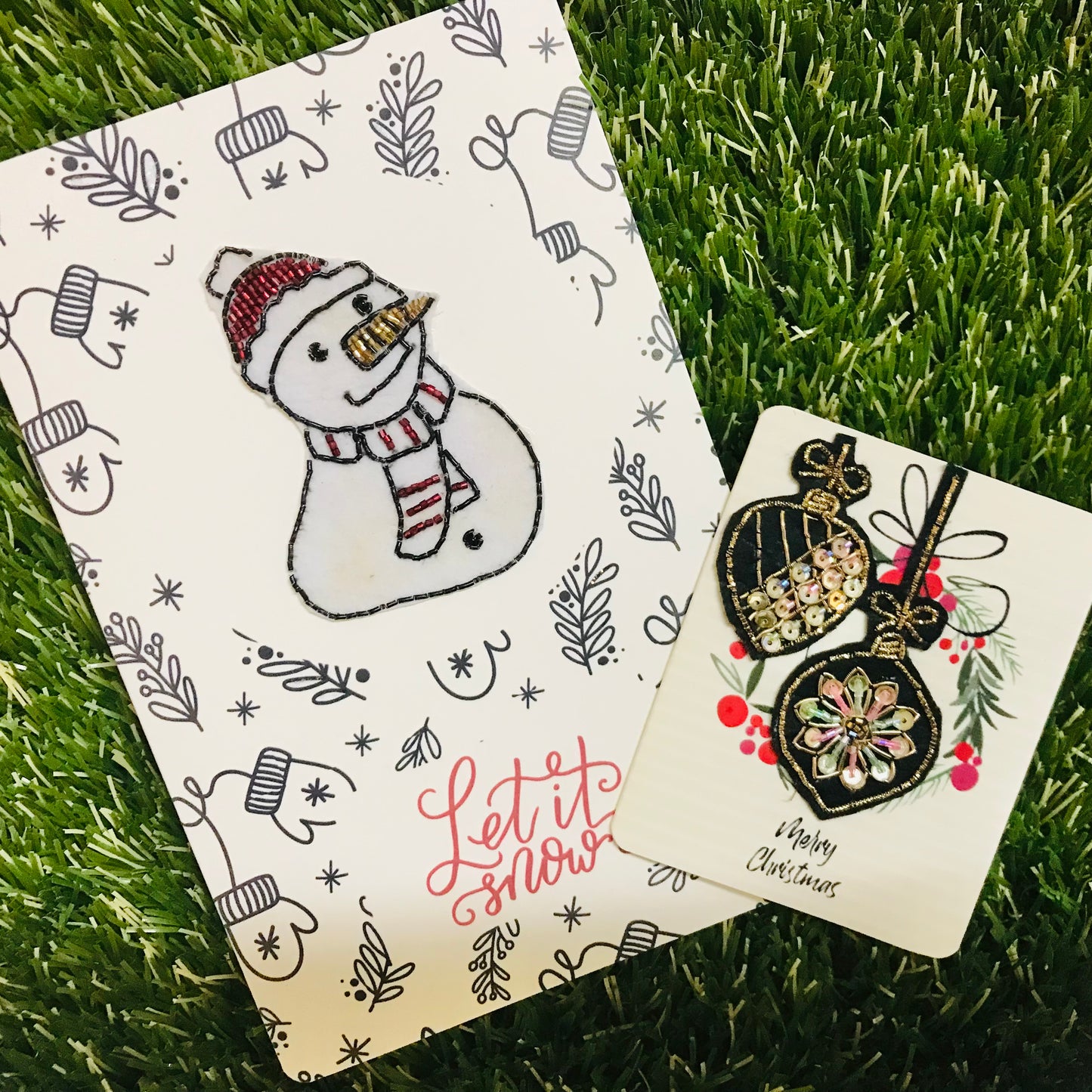 Hand Beaded & Embroidered Christmas Cards **ON SALE**