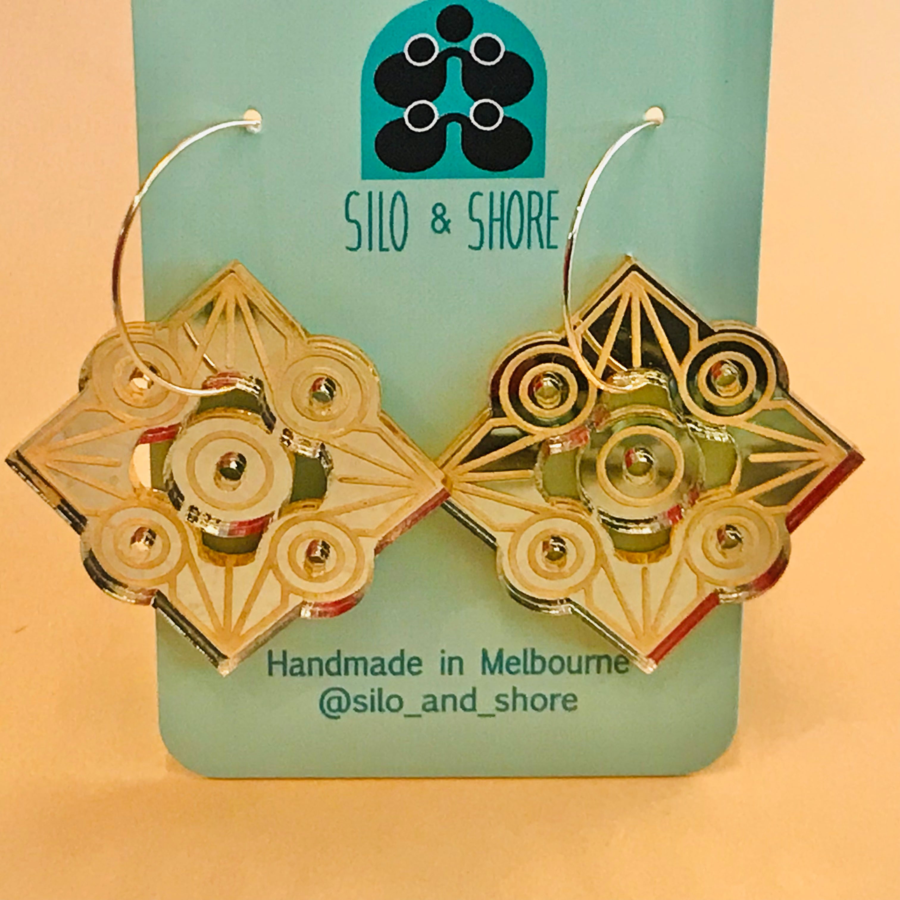 Art Deco Acrylic Earrings - Pointed Squares