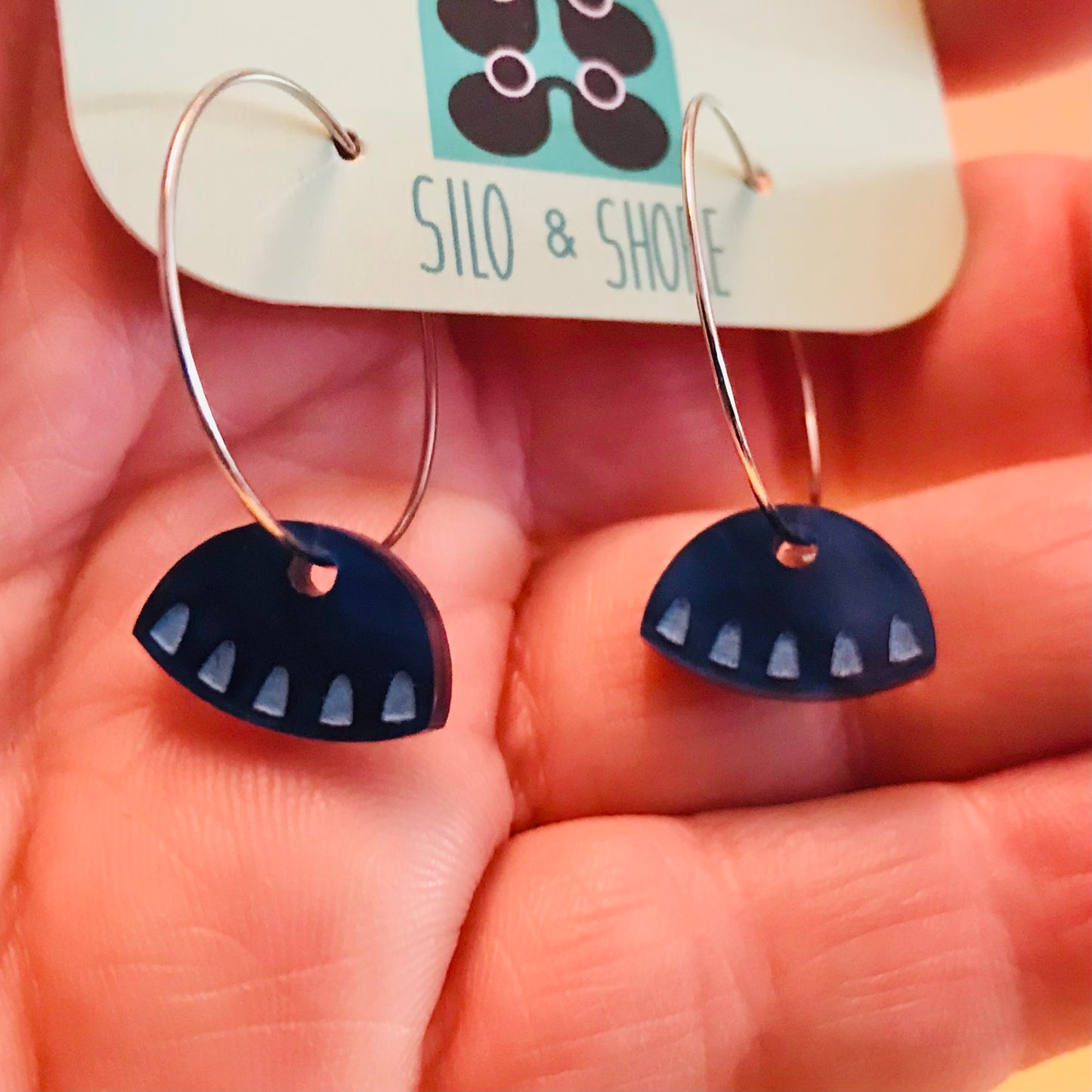 Art Deco Acrylic Earrings - Mini Hoop