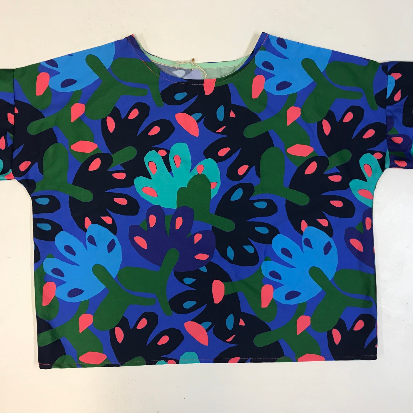 Handmade Women’s Box Top - Bright Abstract Flowers (M/L)